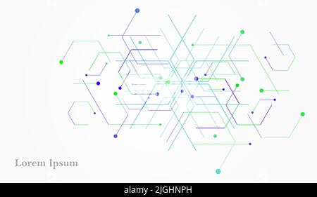 abstract blue green hexagon, network or electric image, geometric texture background, scientific technology, medical concept Stock Photo