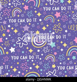 Seamless pattern on a purple background for girls. As well as for the design of children's clothing Stock Vector