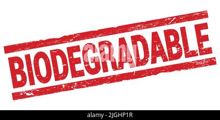 BIODEGRADABLE text written on red rectangle stamp sign. Stock Photo