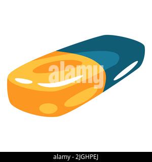 Illustration of eraser. School item. Education colorful image for design. Stock Vector