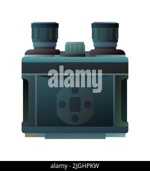 Binoculars with night vision device. Optics device. Electron-optical converter of light spectrum. Object isolated on white background. Vector Stock Vector