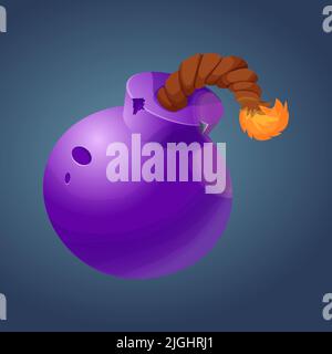 Cartoon bomb with rope ui game asset, icon in cartoon style isolated on ...