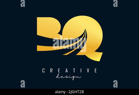 Creative golden letter BQ b q logo with leading lines and road concept design. Letters with geometric design. Vector Illustration with letter and crea Stock Vector