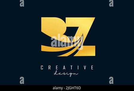 Creative golden letter BZ b z logo with leading lines and road concept design. Letters with geometric design. Vector Illustration with letter and crea Stock Vector