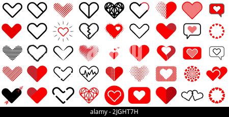 Heart shape icon set. Collection of heart symbol. Love day valentine vector illustration Stock Vector