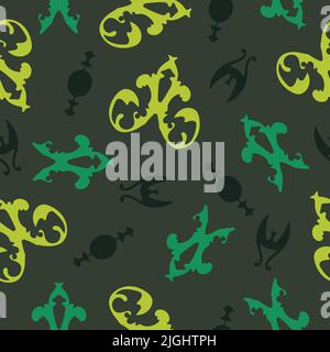 Seamless royal vector pattern with abstract elements. Green Victorian wallpaper design. Stock Vector