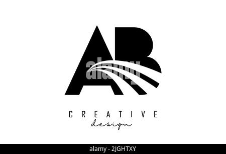Creative clack letter AB logo with leading lines and road concept design. Letters A B with geometric design. Vector Illustration with letter and creat Stock Vector