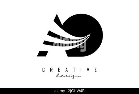 Creative clack letter AO A O logo with leading lines and road concept ...