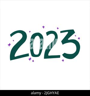 2023 - hand-drawn numbers. Creative lettering illustration for New Year's posters, cards, etc. Stock Vector
