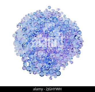 Many bright blue diamonds isolated on white. Stock Photo