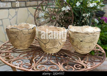 hand made pottery - clay pots Stock Photo