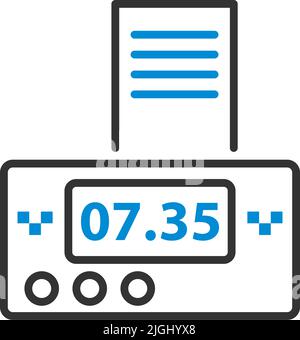 Taxi Meter With Receipt Icon. Editable Bold Outline With Color Fill Design. Vector Illustration. Stock Vector