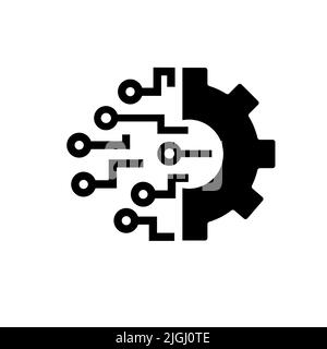 Circuit and gear vector icon. filled flat sign for mobile concept and web design. Digital technology solid icon. Symbol, logo illustration. Pixel perf Stock Vector