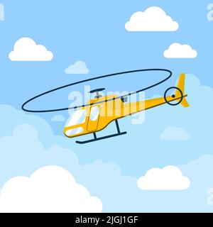 Helicopter in the sky. Flat style vector illustration Stock Vector
