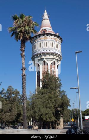Torre de les Aigues water tower in Parc de la Barceloneta Barcelona Spain Stock Photo