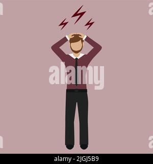 man throws his hands over his head stress in business Stock Vector