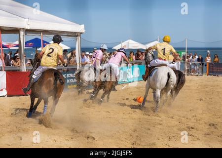 British Sand Polo on Sandbanks Beach Poole Dorset. 8th July 2022 Stock Photo