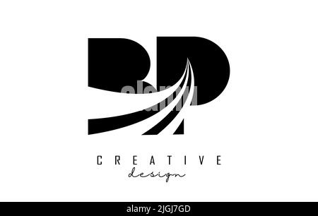 Creative black letter BP b p logo with leading lines and road concept design. Letters with geometric design. Vector Illustration with letter and creat Stock Vector