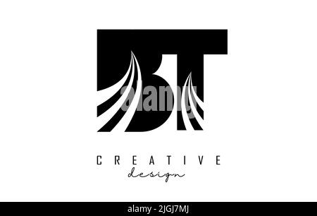 Creative black letter BT b t logo with leading lines and road concept design. Letters with geometric design. Vector Illustration with letter and creat Stock Vector