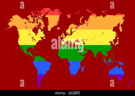 World Map with different Colours an Shape Bavaria Germany Stock Photo