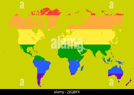 World Map with different Colours an Shape Bavaria Germany Stock Photo