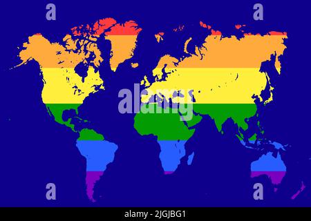 World Map with different Colours an Shape Bavaria Germany Stock Photo