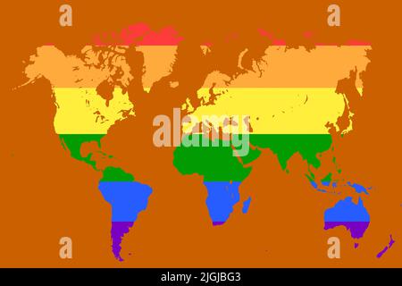World Map with different Colours an Shape Bavaria Germany Stock Photo