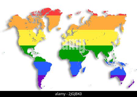 World Map with different Colours an Shape Bavaria Germany Stock Photo