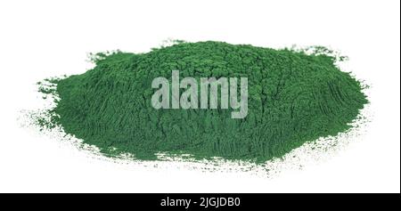 Spirulina powder heap isolated on white background Stock Photo