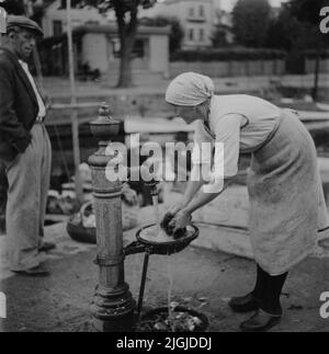 Torg Water pump on Fiskorget near Söderbro in Ronneby in connection with fish sales. Stock Photo