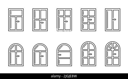 Set Windows line icon. Architecture elements. Linear icons isolated on white background. Stock Vector