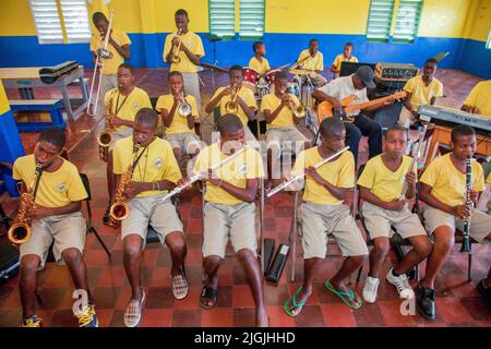 Jamaica, Kingston. The Alpha Boys' School has music lessons and many famous Jamaican musicians came from this school. Stock Photo