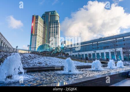 Niagara Falls, Ontario, Canada - December 19 2021 : Fallsview Casino Resort. Stock Photo