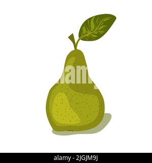 Green pear isolated on white background. Vector illustration. Stock Vector