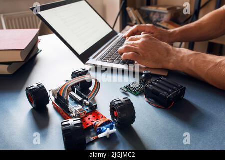 Arduino UNO development elements. DIY platform Stock Photo