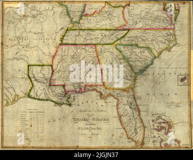 Map of the Gulf South States – Louisiana, Mississippi, Alabama, Florida