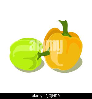 Bulgarian sweet pepper isolated on a white background, vector clipart Stock Vector