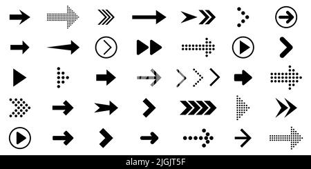 Arrows. Set of different arrows. Black arrow. Vector illustration. Stock Vector