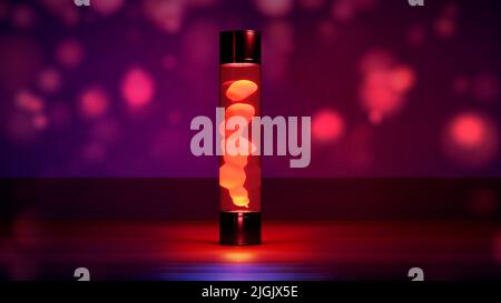 Beautiful red lava lamp lighting on festal bg - abstract 3D rendering Stock Photo