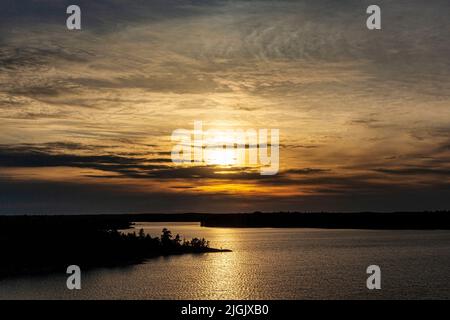 Sunset in the Stockholm Archipelago, Sweden Stock Photo