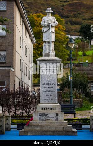 Fort William, Scotland - October 6th 2021: War memorial on The Parade in Fort William, Scotland - dedicated to the men of Fort William who gave their Stock Photo