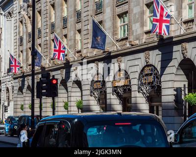 The Ritz Hotel London at 150 Piccadilly Central London - The Ritz Hotel is a 5 star luxury hotel opened in 1906. Grade II listed. Stock Photo