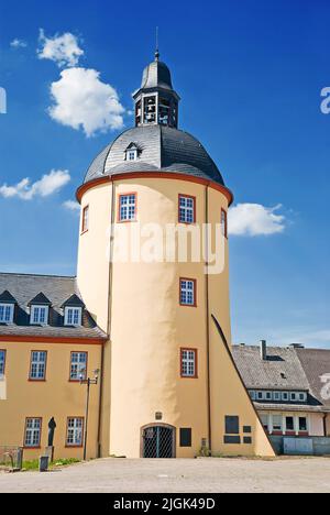 The Fat Tower of the castle at Siegen in the state of North Rhine-Westphalia in Germany Stock Photo