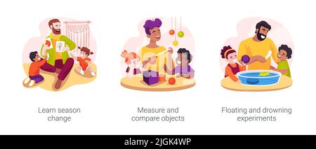 Measure and compare objects isolated cartoon vector illustration Stock ...