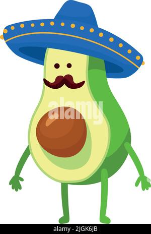 avocado with mariachi hat Stock Vector