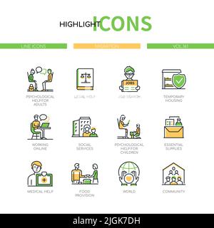 Help and support - modern line design style icons set Stock Vector