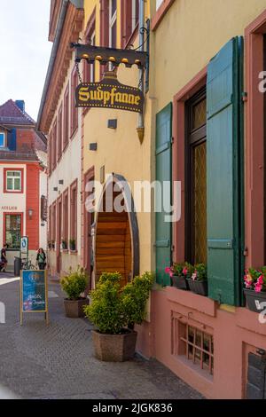 Heidelberg, Germany: June, 2. 2022: The Restaurant Sudpfanne (Translation: Brewing kettle) in Heidelberg. A traditional restaurant and hotel. Stock Photo