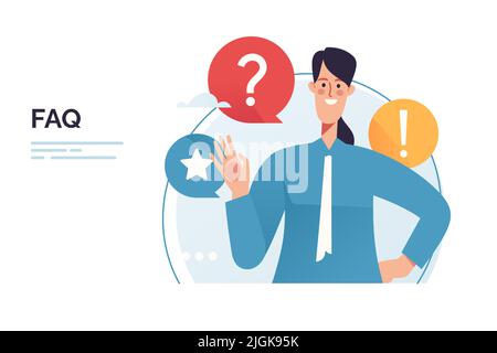 Vector illustration on the subject of customer online communication, questions and answers, support service Stock Vector