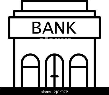 bank, building icon. Simple thin line, outline vector of Buildings icons for UI and UX, website or mobile application on dark blue gradient background Stock Vector