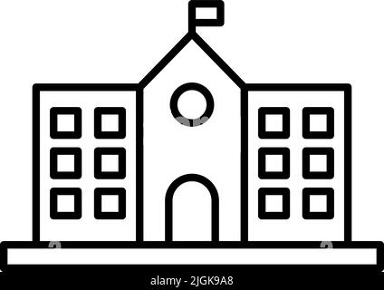 school, building icon. Simple thin line, outline vector of Buildings icons for UI and UX, website or mobile application on dark blue gradient backgrou Stock Vector
